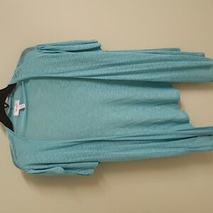 Dressbarn Women's Aqua Open Front Cardigan